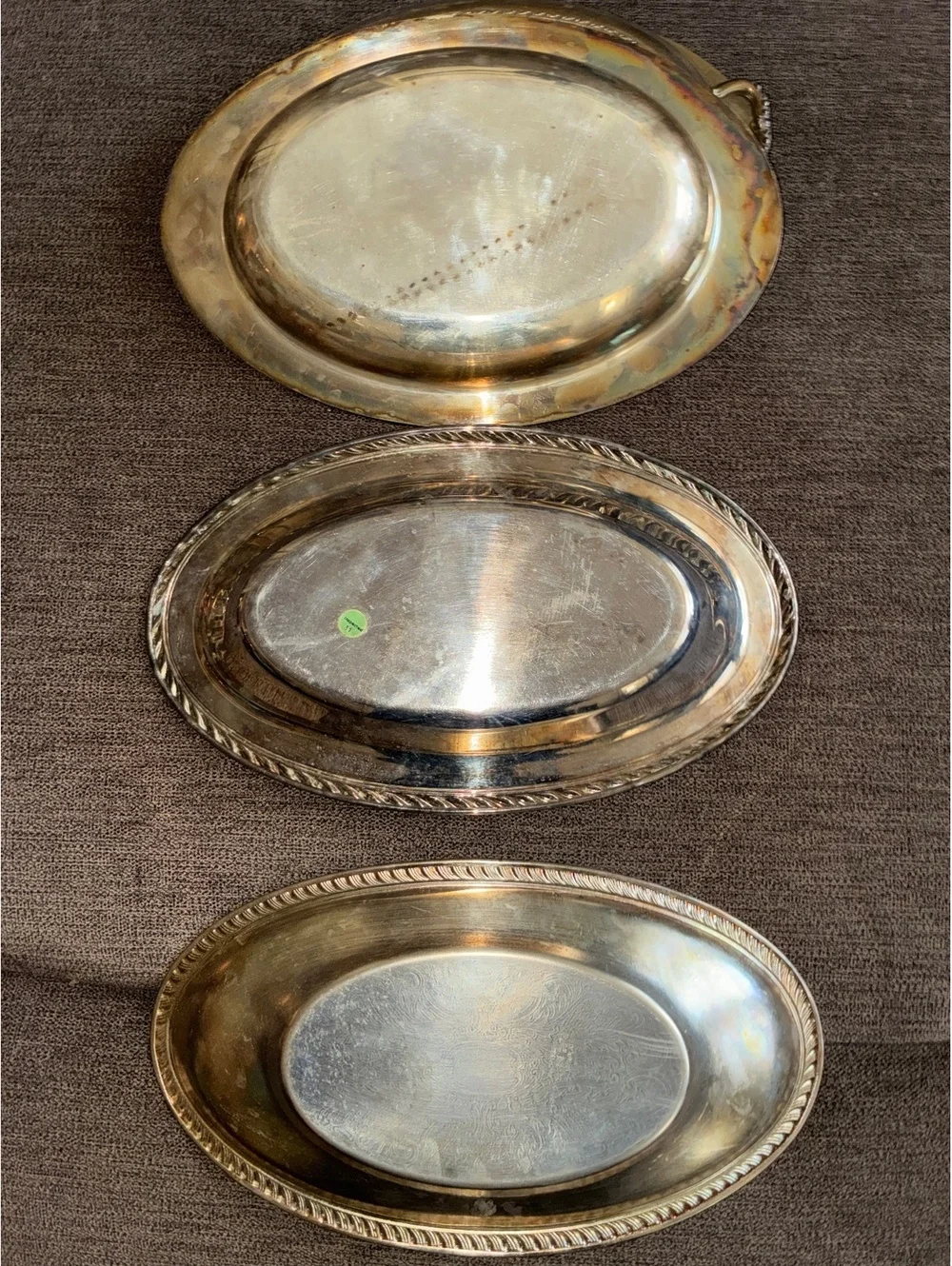 Vintage Silver Plate Oval Serving Dishes – Set of 3 with 1 Lid